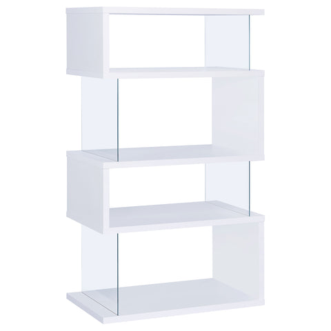 Bryce 63-inch 4-shelf Glass Panel Bookshelf WhiteWhite