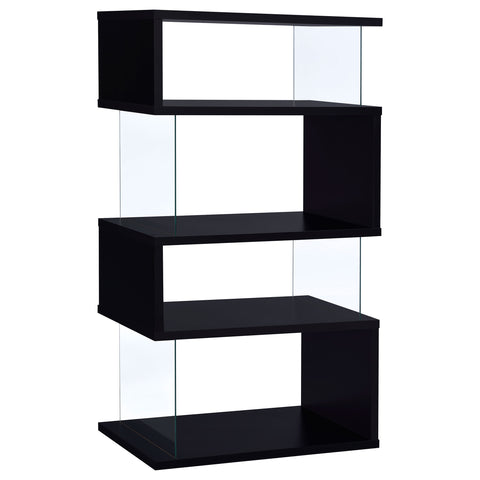 Bryce 63-inch 4-shelf Glass Panel Bookshelf BlackBlack