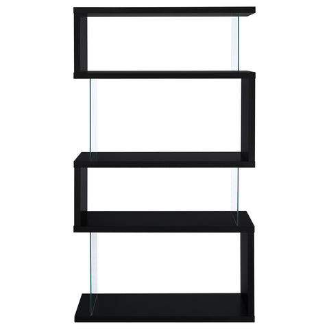 Bryce 63-inch 4-shelf Glass Panel Bookshelf BlackBlack