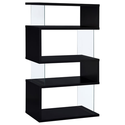 Bryce 63-inch 4-shelf Glass Panel Bookshelf BlackBlack
