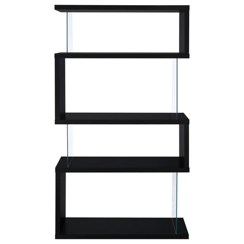 Bryce 63-inch 4-shelf Glass Panel Bookshelf BlackBlack