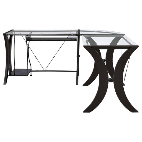 Baldwin 67-inch Glass Top L-Shape Computer Desk CappuccinoCappuccino