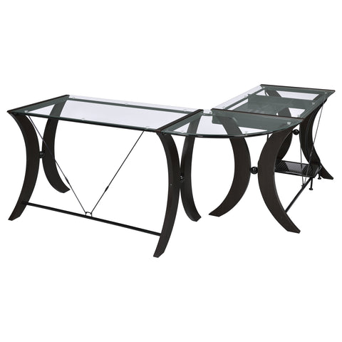 Baldwin 67-inch Glass Top L-Shape Computer Desk CappuccinoCappuccino