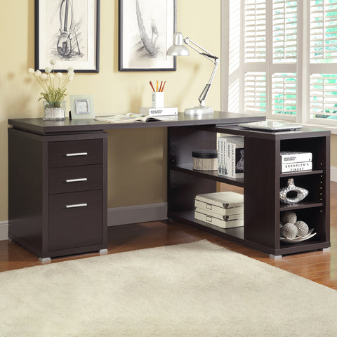 Berkeley 60-inch 3-drawer L-Shape Computer Desk CappuccinoCappuccino