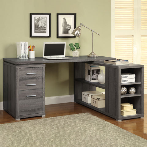 Berkeley 60-inch 3-drawer L-Shape Computer Desk Weathered GreyWeathered Grey