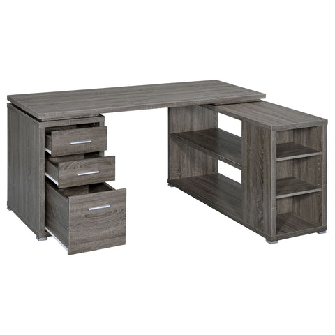 Berkeley 60-inch 3-drawer L-Shape Computer Desk Weathered GreyWeathered Grey