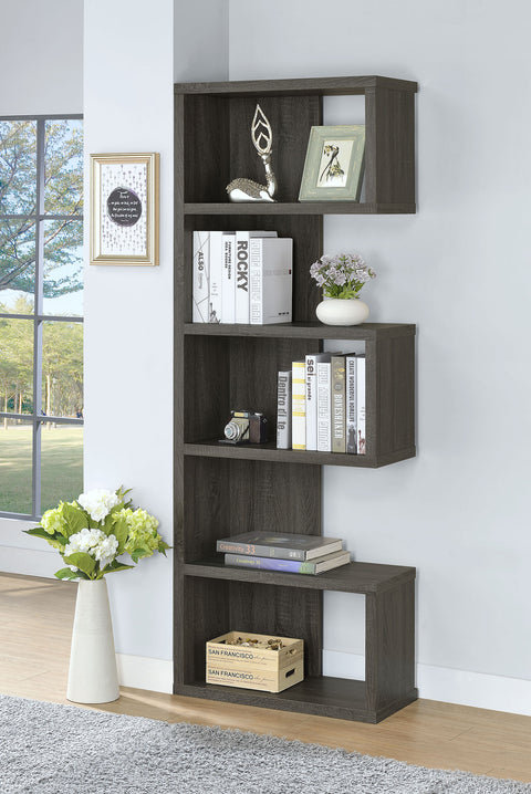 Amherst 71-inch 5-shelf Bookshelf Weathered GreyWeathered Grey