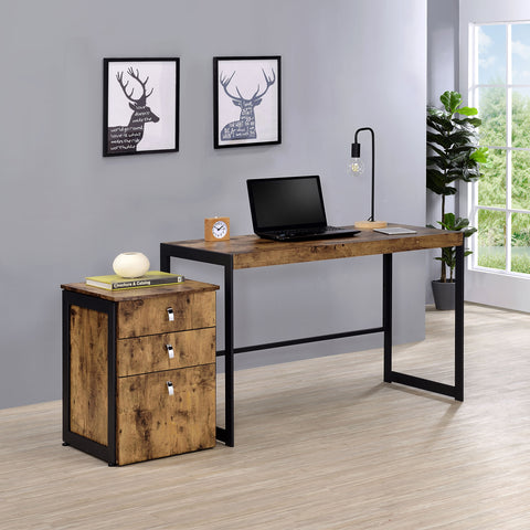 Aiken 2-piece Office Desk File Cabinet Set Rustic Nutmeg
