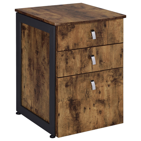 Aiken 2-piece Office Desk File Cabinet Set Rustic Nutmeg