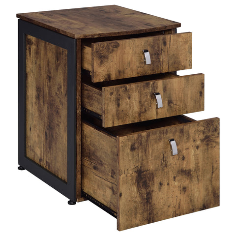 Aiken 2-piece Office Desk File Cabinet Set Rustic Nutmeg