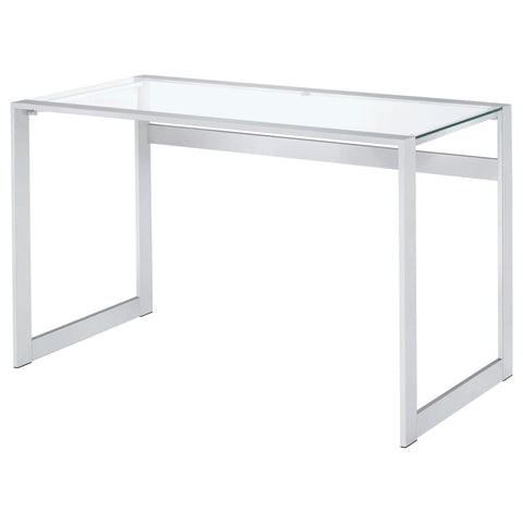 Gilmore 47-inch Glass Top Writing Desk ChromeClear