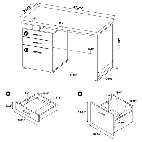 Garza 47-inch 3-drawer Office Computer Desk Mango