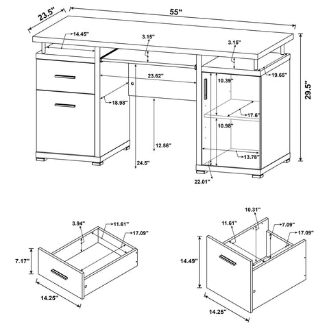 Parry 55-inch 2-drawer Office Computer Desk Mango