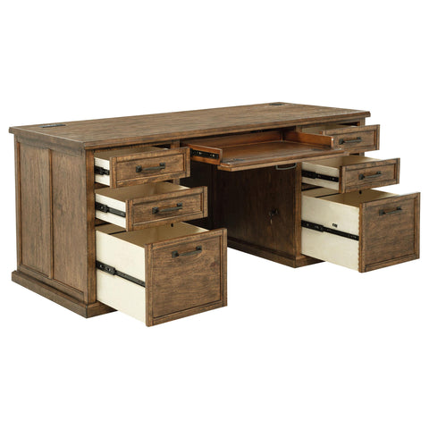 Cullen 68-inch 7-drawer Executive Home Office Desk Distressed Brown