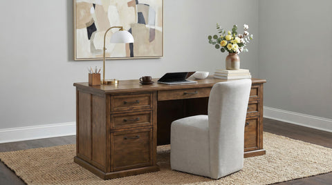 Cullen 68-inch 7-drawer Executive Home Office Desk Distressed Brown