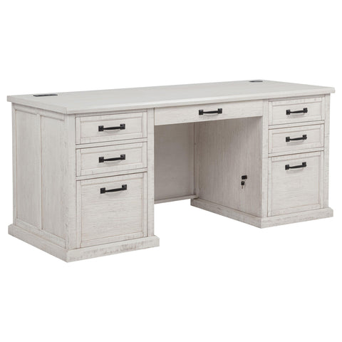Cullen 68-inch 7-drawer Executive Home Office Desk Distressed White