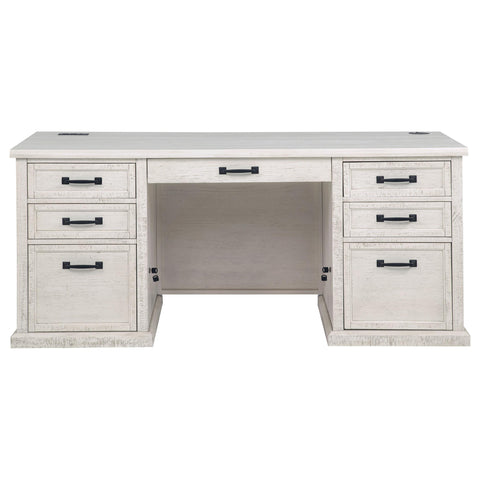 Cullen 68-inch 7-drawer Executive Home Office Desk Distressed White
