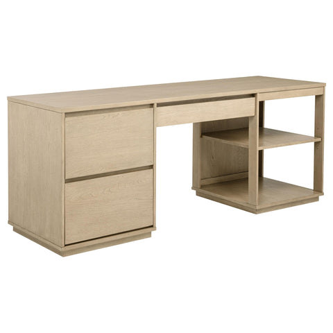 Strouse 75-inch 3-drawer Computer Desk with Adjustable Shelf Light Elm