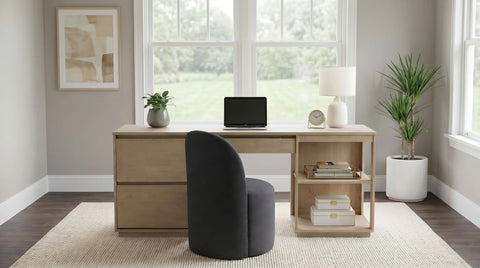Strouse 75-inch 3-drawer Computer Desk with Adjustable Shelf Light Elm