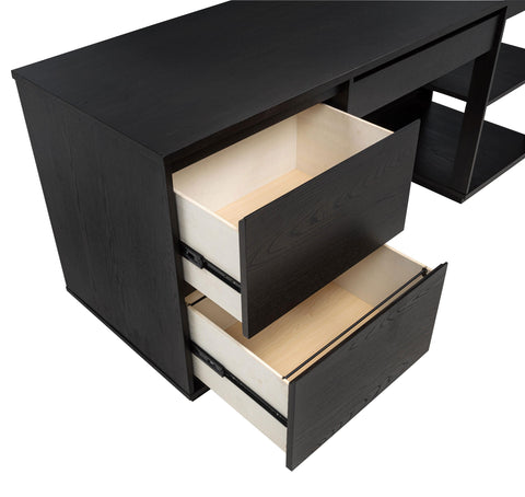 Strouse 75-inch 3-drawer Computer Desk with Adjustable Shelf Coffee Bean
