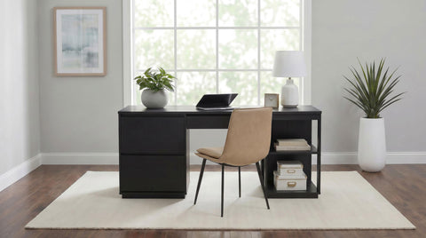 Strouse 75-inch 3-drawer Computer Desk with Adjustable Shelf Coffee Bean