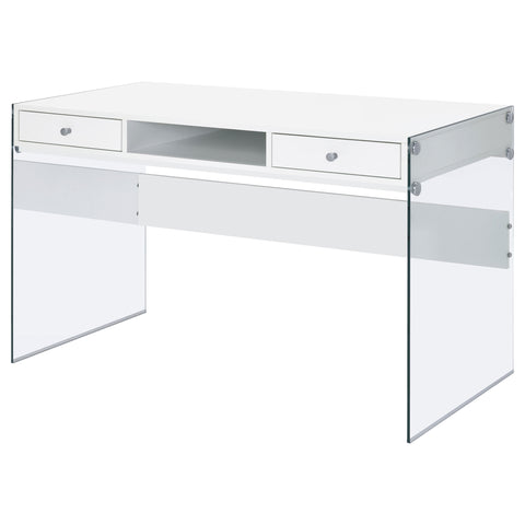 Finnick 48-inch 2-drawer Writing Desk White High GlossWhite High Gloss
