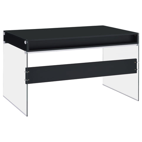 Hamlyn 2-drawer Writing Desk Glossy Black and Clear