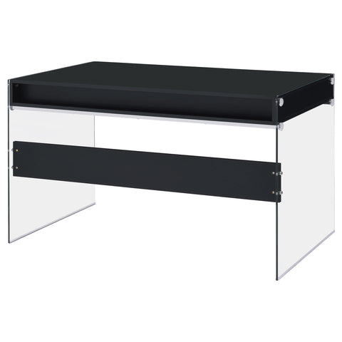 Hamlyn 2-drawer Writing Desk Glossy Black and Clear