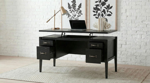 Kehoe 4-Drawer Lift-Top Computer Desk Black