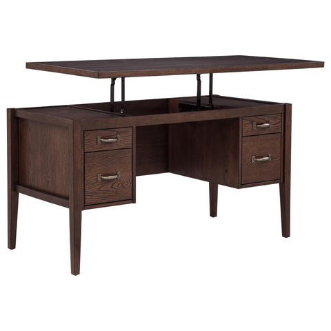 Kehoe 4-Drawer Lift-Top Computer Desk Walnut Brown