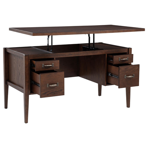 Kehoe 4-Drawer Lift-Top Computer Desk Walnut Brown