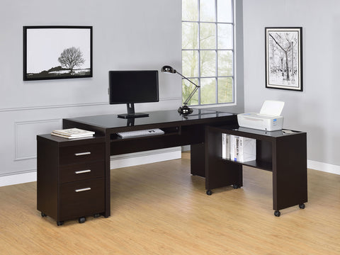 Juanita 3-piece Home Office Computer Desk Set CappuccinoCappuccino