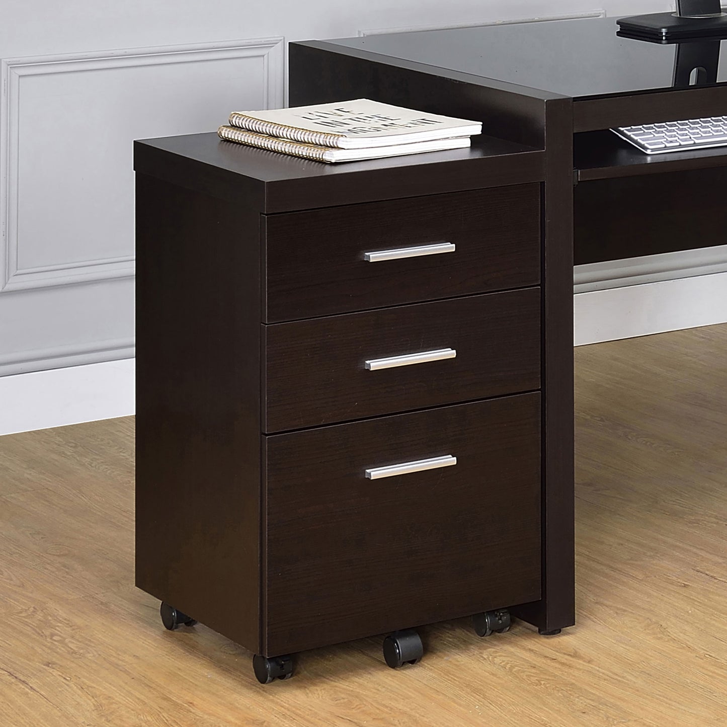 juanita 3-drawer mobile office storage cabinet cappuccinocappuccino
