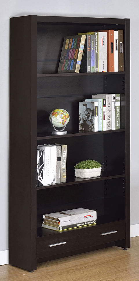 Elyna 71-inch 5-shelf Bookcase with Drawer CappuccinoCappuccino