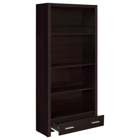 Elyna 71-inch 5-shelf Bookcase with Drawer CappuccinoCappuccino