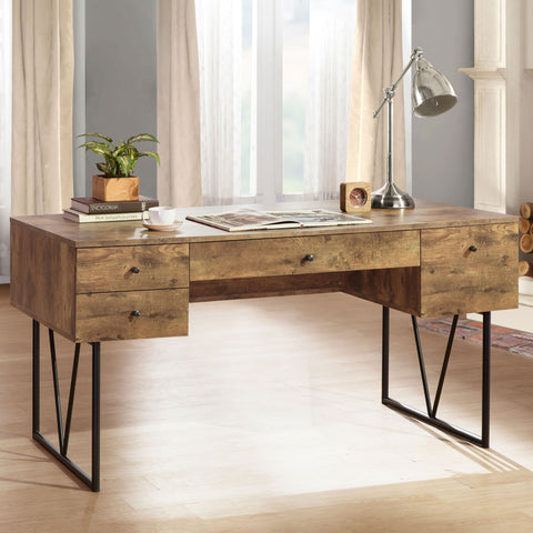 Rowan 63-inch 4-drawer Writing Desk Rustic NutmegRustic Nutmeg