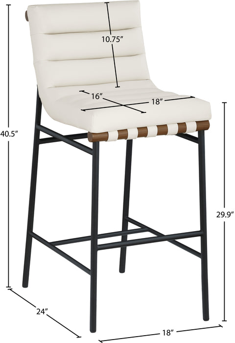 Lennox Cream Vegan Leather Upholstered Bar Stool, 1 Piece