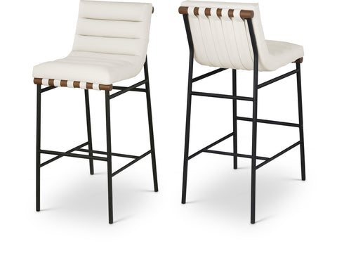 Lennox Cream Vegan Leather Upholstered Bar Stool, 1 Piece