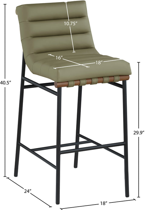 Lennox Olive Green Vegan Leather Upholstered Bar Stool, 1 Piece