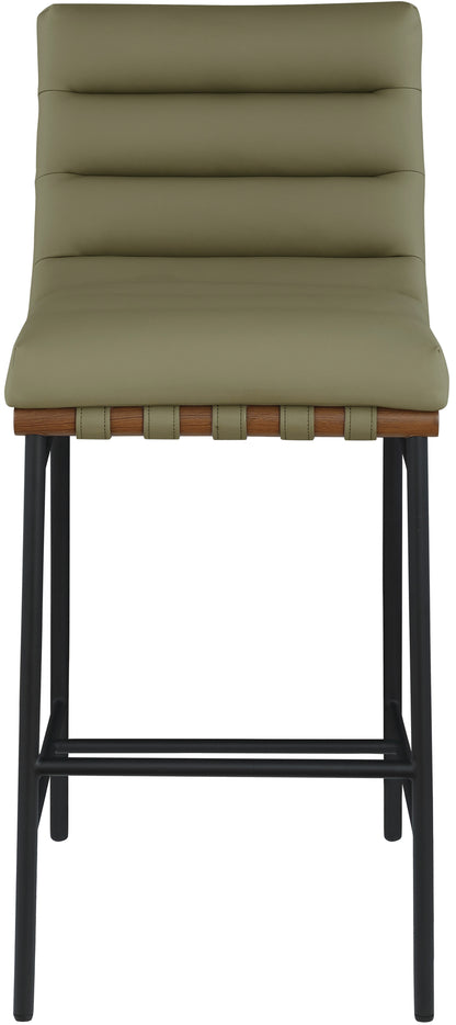 Hannah Olive Green Faux Leather Bar Stool C