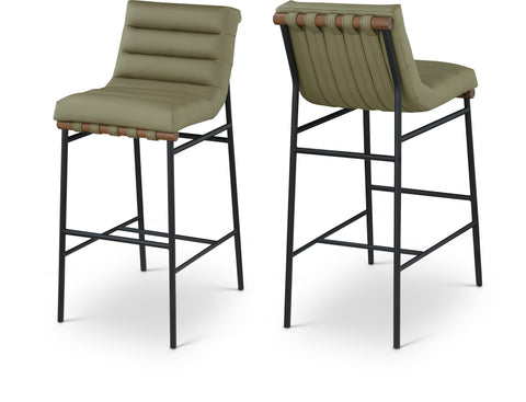 Lennox Olive Green Vegan Leather Upholstered Bar Stool, 1 Piece