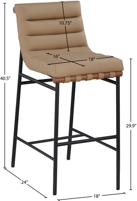 Lennox Tan Vegan Leather Upholstered Bar Stool, 1 Piece