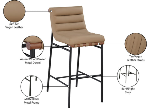 Lennox Tan Vegan Leather Upholstered Bar Stool, 1 Piece