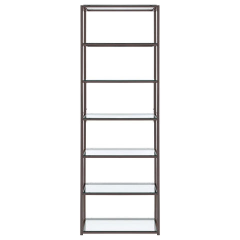 Sydney 78-inch 5-shelf Glass Bookshelf Black NickelBlack Nickel