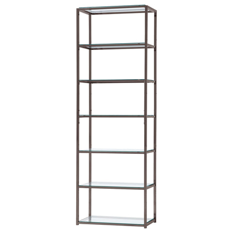 Sydney 78-inch 5-shelf Glass Bookshelf Black NickelBlack Nickel