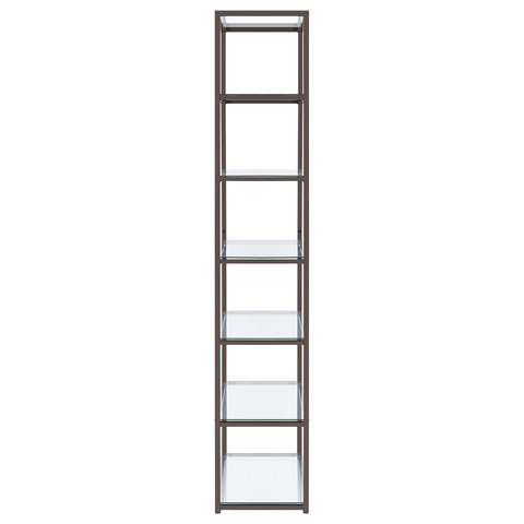 Sydney 78-inch 5-shelf Glass Bookshelf Black NickelBlack Nickel