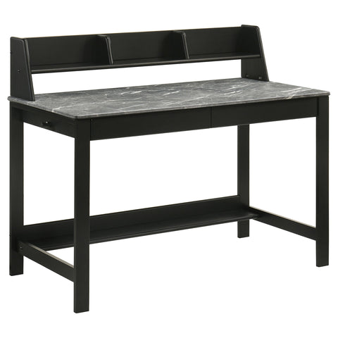 Benford 47-inch SmartTop Writing Desk with Shelf Grey Stone and Black