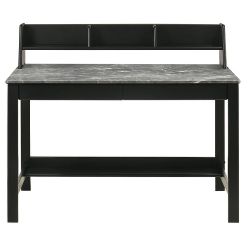 Benford 47-inch SmartTop Writing Desk with Shelf Grey Stone and Black