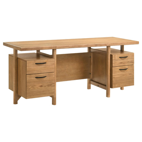 Mina 69-inch 4-drawer Computer Desk with File Drawer Light Ash