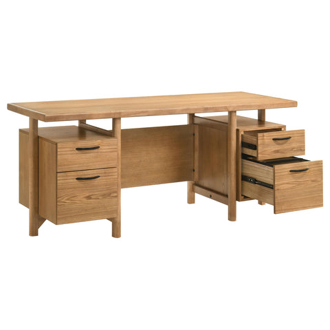 Mina 69-inch 4-drawer Computer Desk with File Drawer Light Ash